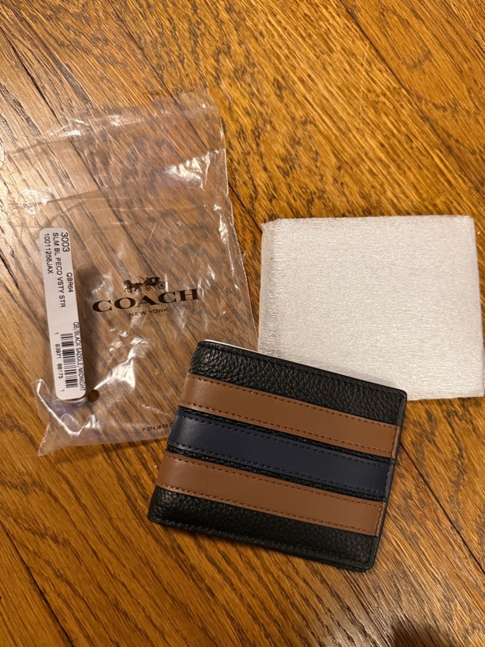 Coach Men’s Black, Brown & Navy Leather Bi-Fold Wallet